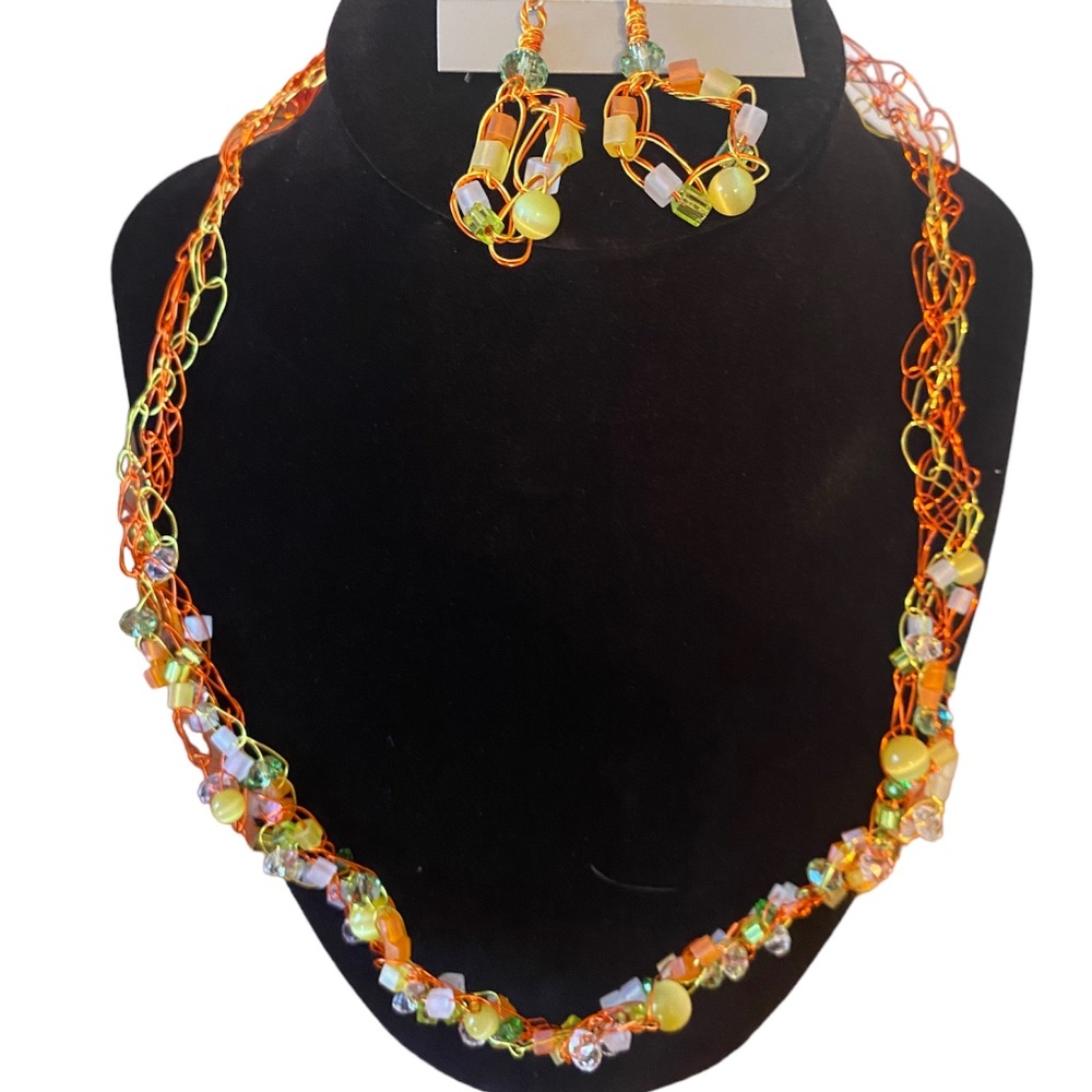 Handmade unique fall colors necklace